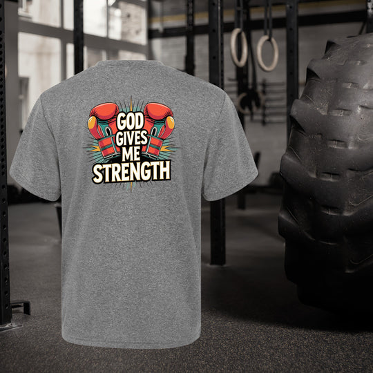 God Gives Me Strength | Youth Moisture-Wicking Tee