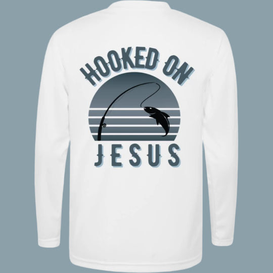 Hook on Jesus | Youth Long Sleeve Performance tee