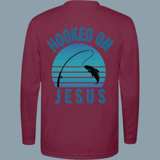 Hook on Jesus | Youth Long Sleeve Performance tee