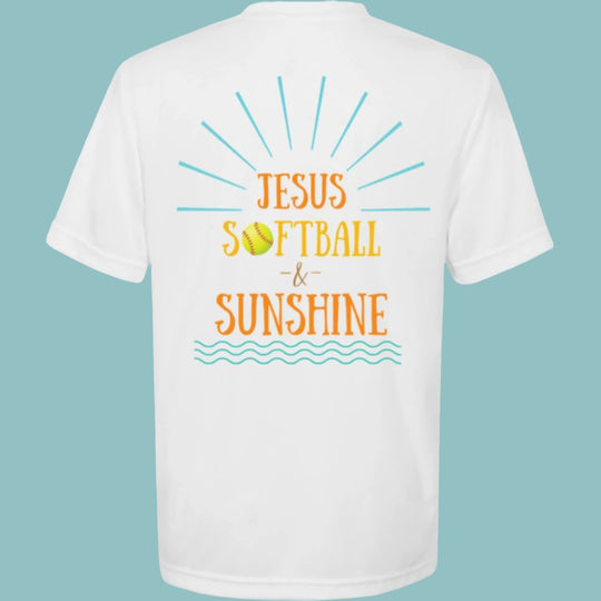 Jesus, Softball, & Sunshine | Youth Moisture-Wicking Tee