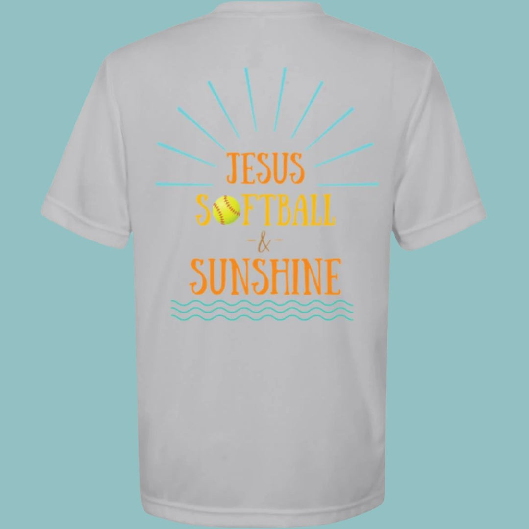 Jesus, Softball, & Sunshine | Youth Moisture-Wicking Tee