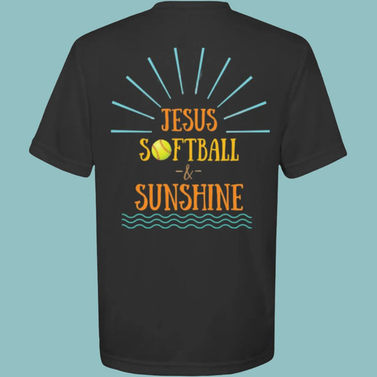 Jesus, Softball, & Sunshine | Youth Moisture-Wicking Tee