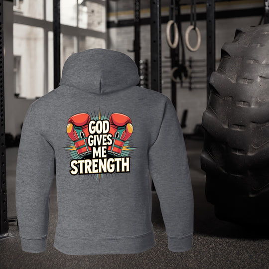 God Gives Me Strength | Youth Pullover Hoodie