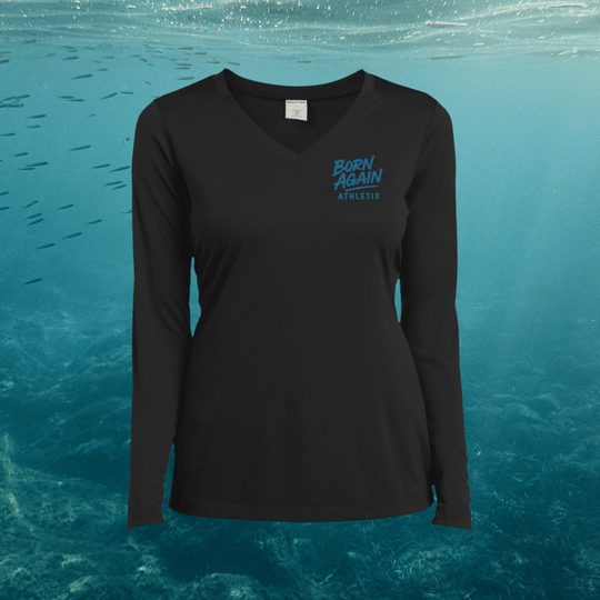 Hooked on Jesus | Women's Long Sleeve Fishing Performance V-Neck