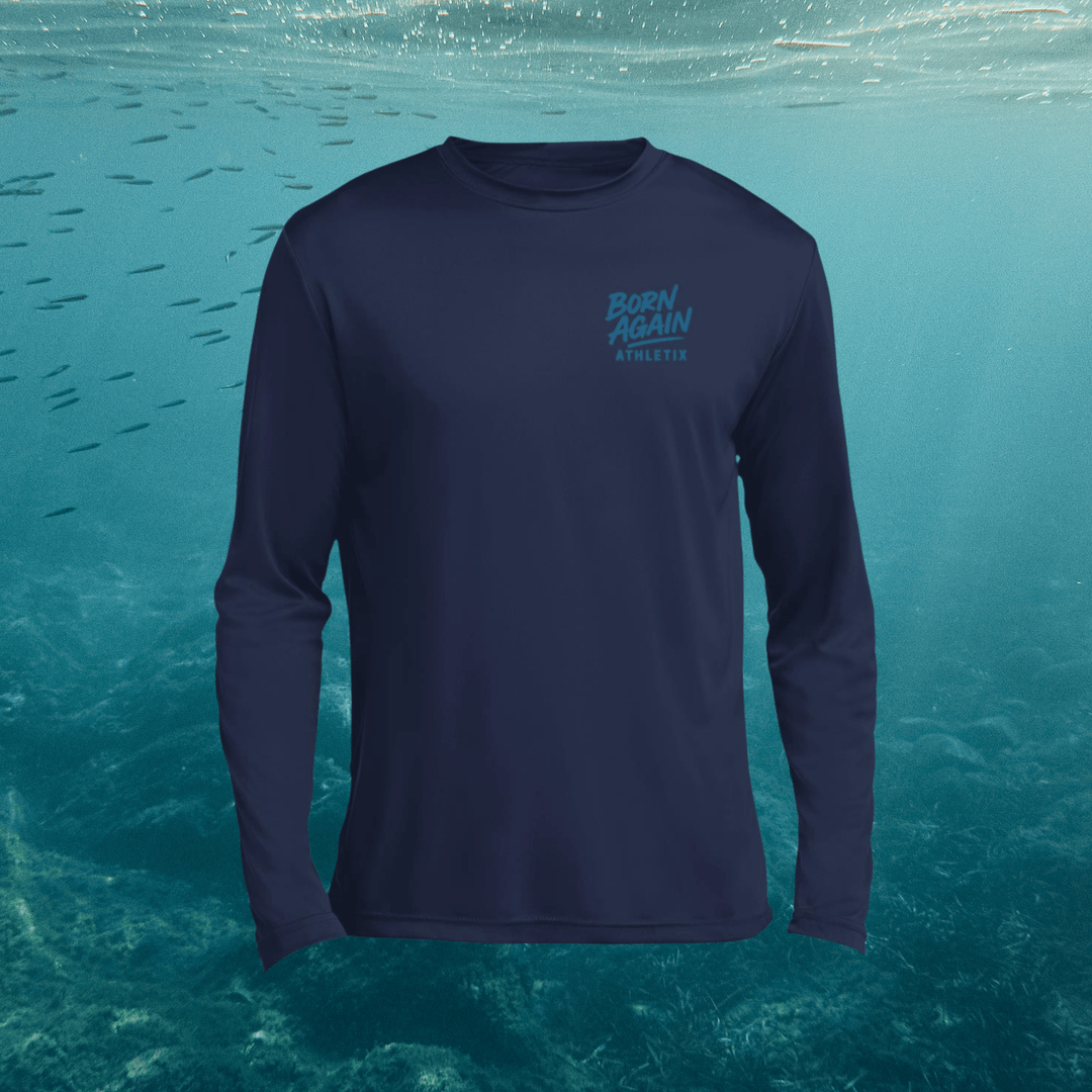 Hooked on Jesus | Adult Unisex Long Sleeve Fishing Performance Tee