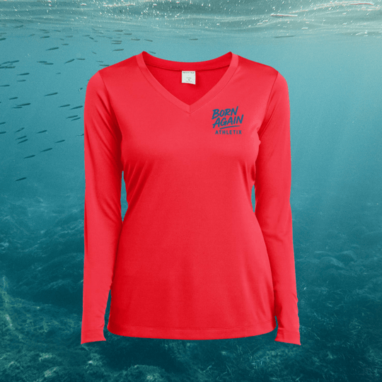 Hooked on Jesus | Women's Long Sleeve Fishing Performance V-Neck