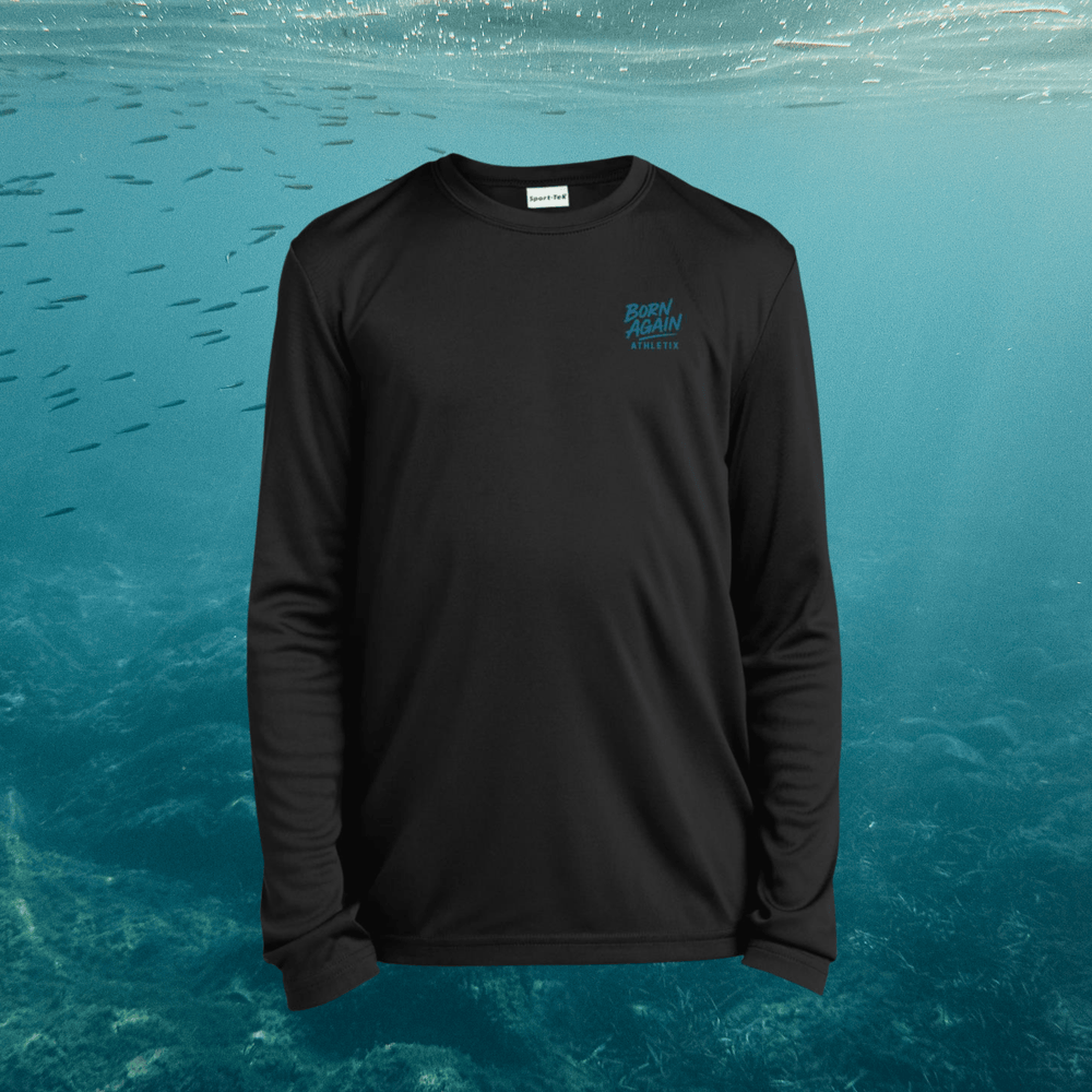 Hooked on Jesus | Youth Long Sleeve Fishing Performance Tee