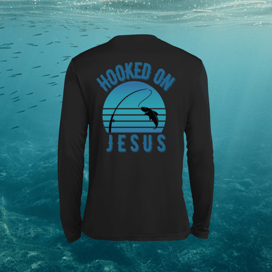 Hooked on Jesus | Adult Unisex Long Sleeve Fishing Performance Tee