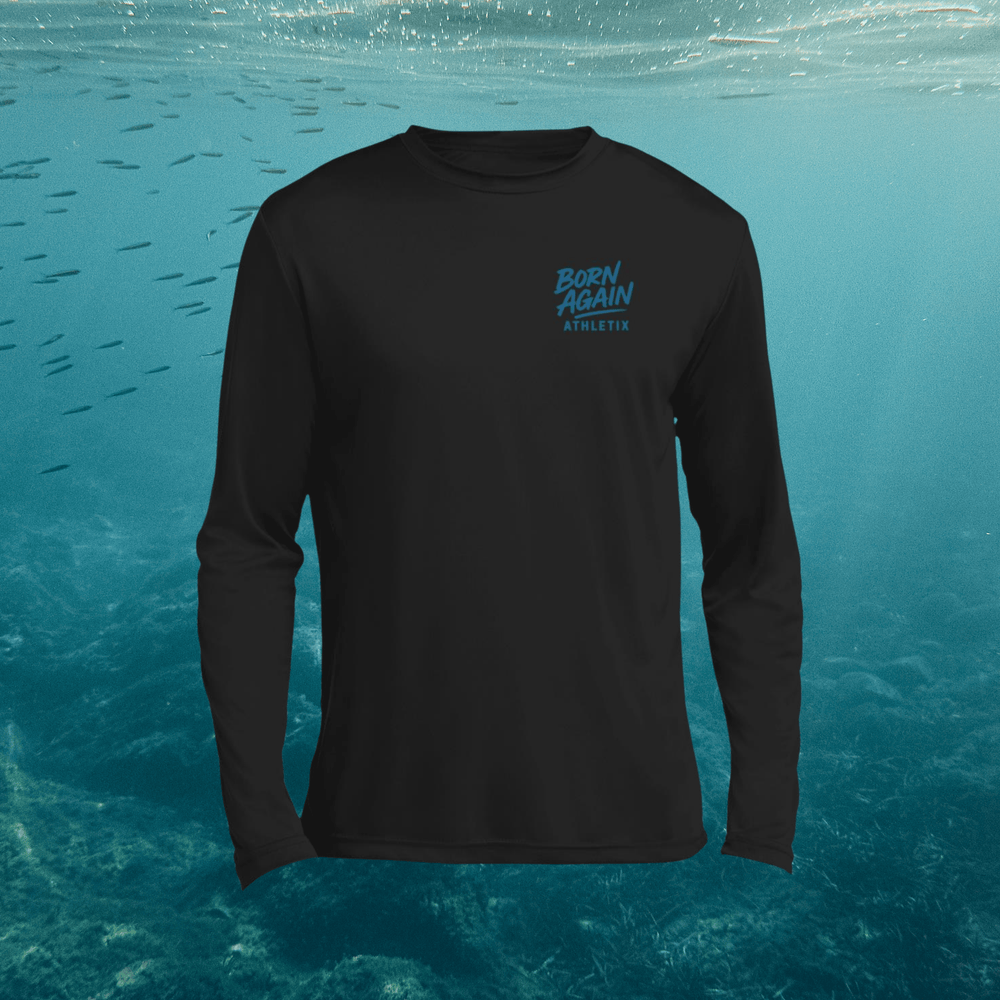 Hooked on Jesus | Adult Unisex Long Sleeve Fishing Performance Tee